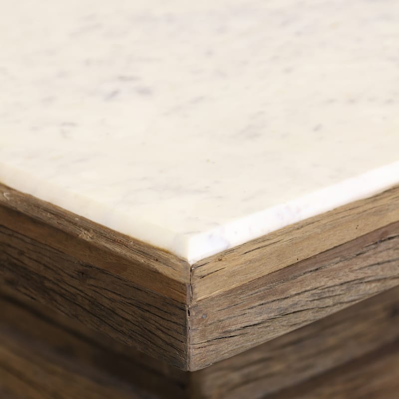 StyleCraft Mesa Wooden & Marble Coffee Table - Natural & White