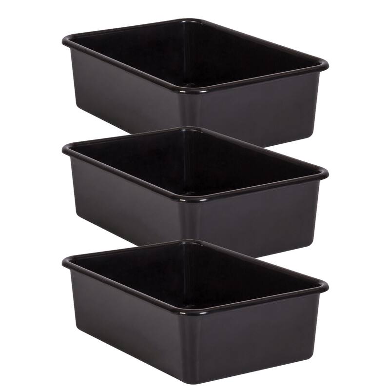 Teacher Created Resources Black Large Plastic Storage Bin, Pack of 3