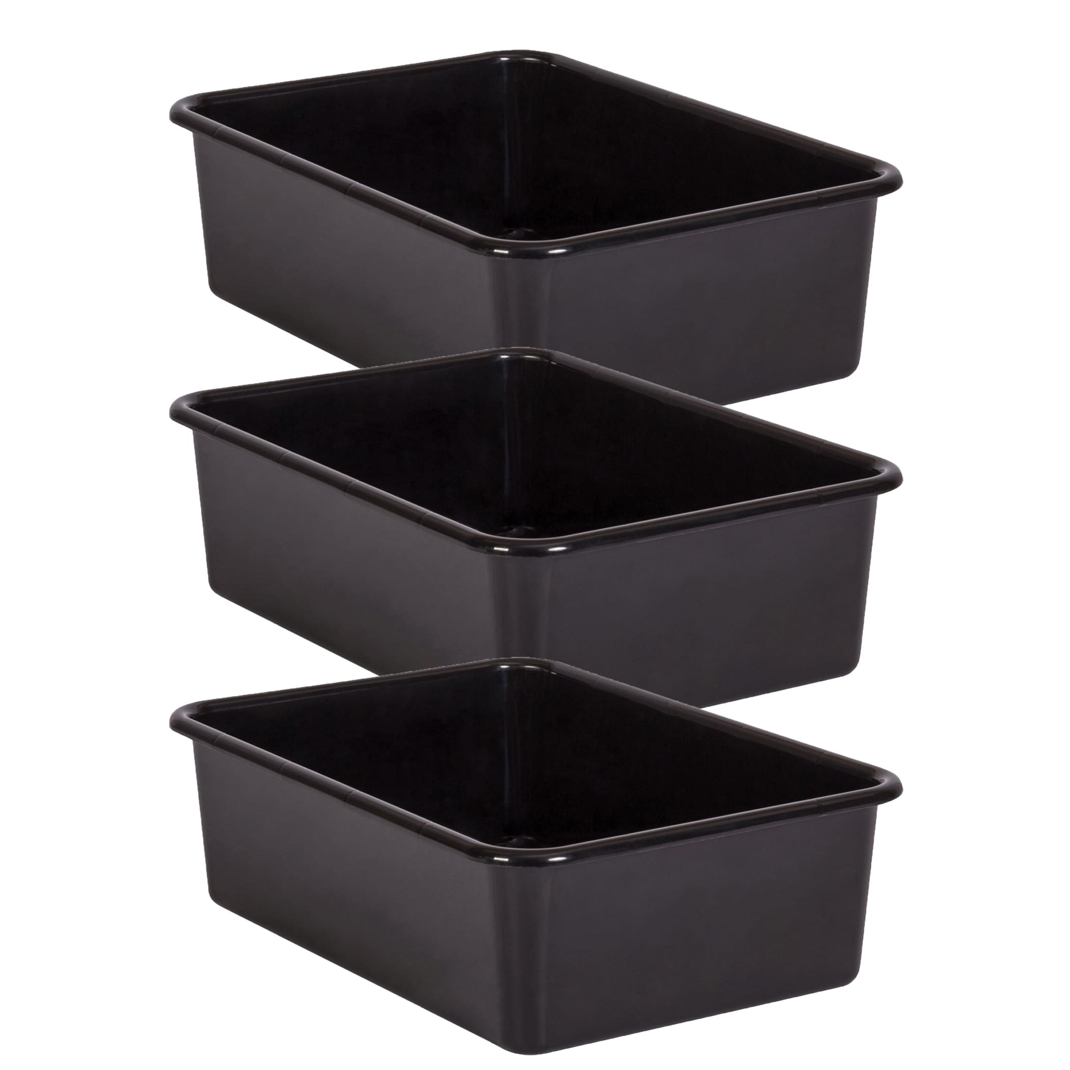 Teacher Created Resources Black Large Plastic Storage Bin, Pack of 3