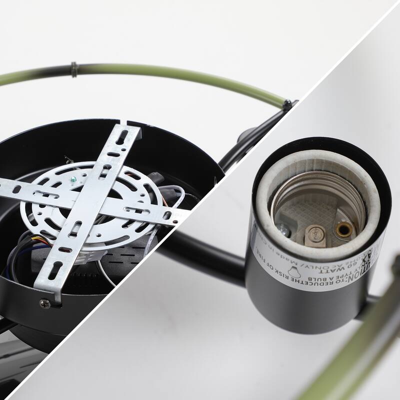 Modern Flush Mount Ceiling Fan Light with Light and 6 Adjustable Wind Speeds, Cage Design for Bedroom and Living Room