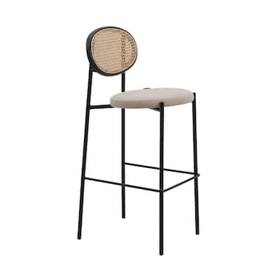 LeisureMod Euston Modern Wicker Bar Stool with Powder Coated Steel Frame - 42"