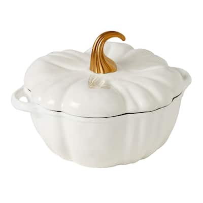 Smith & Clark Iron Works 2-Quart Enamel Pumpkin Dutch Oven - White