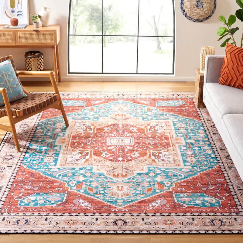 SAFAVIEH Tucson Machine Washable Slip Resistant Einhildur Oriental Medallion