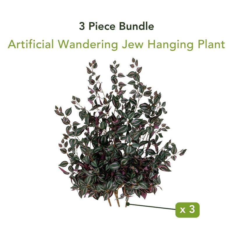 41-in UV Resistant Artificial Wandering Jew Hanging Plant - Set of 3