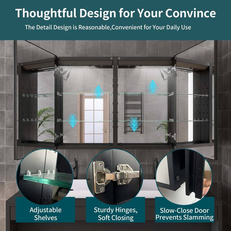 40" x 30" Lighted Medicine Cabinet with Mirror, Recessed Medicine Cabinets for Bathroom - 40" x 30"