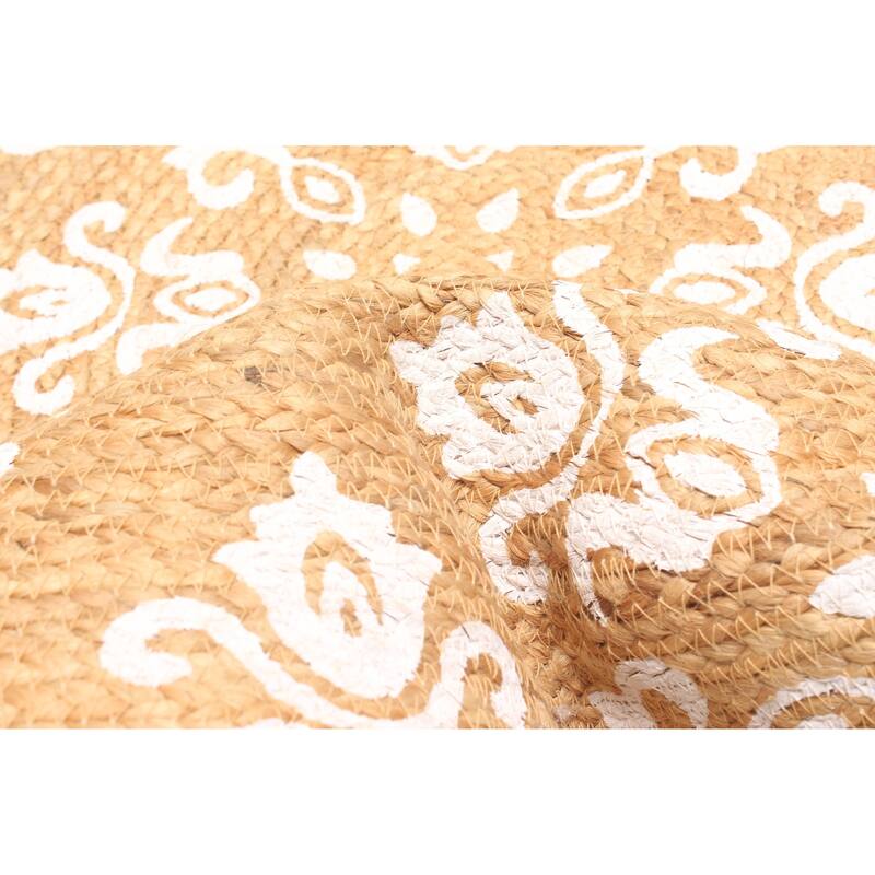 ECARPETGALLERY Braided Weave Palas Denizli Tan Jute Rug - 3'0 x 3'0