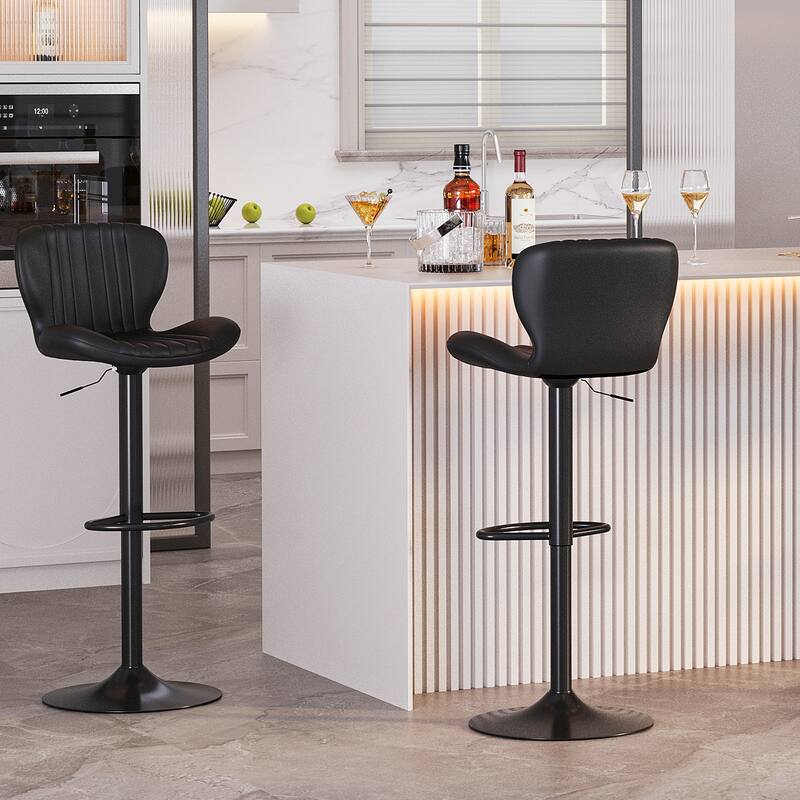 Futzca Swivel Bar Stools Set, 360 Degree Rotating Bar Stool with Adjustable Height, Set of 2 - Black - Bar Height