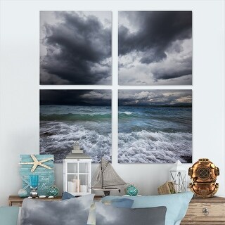 Designart "Troubled Sea under Stormy Sky" Sea & Shore Canvas Wall Art ...