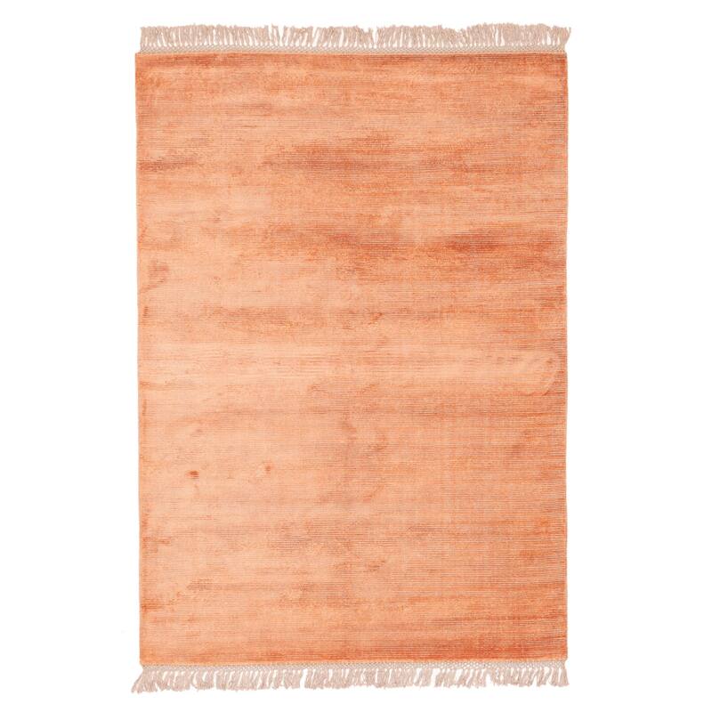 ECARPETGALLERY Hand Loomed Shimmer Copper Viscose Rug - 5'6 x 8'0