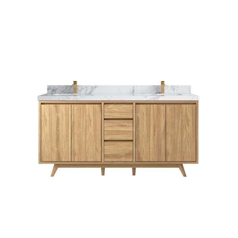 Willow Collections 72 in. W x 22 in. D s Madison Teak Double Sink Bathroom Vanity with Countertop