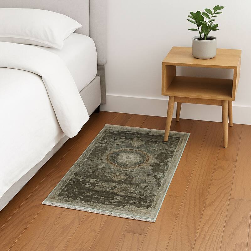 HERAT ORIENTAL Turkish Modern Erased Design Wool & Silk Rug - 2' x 2'11"