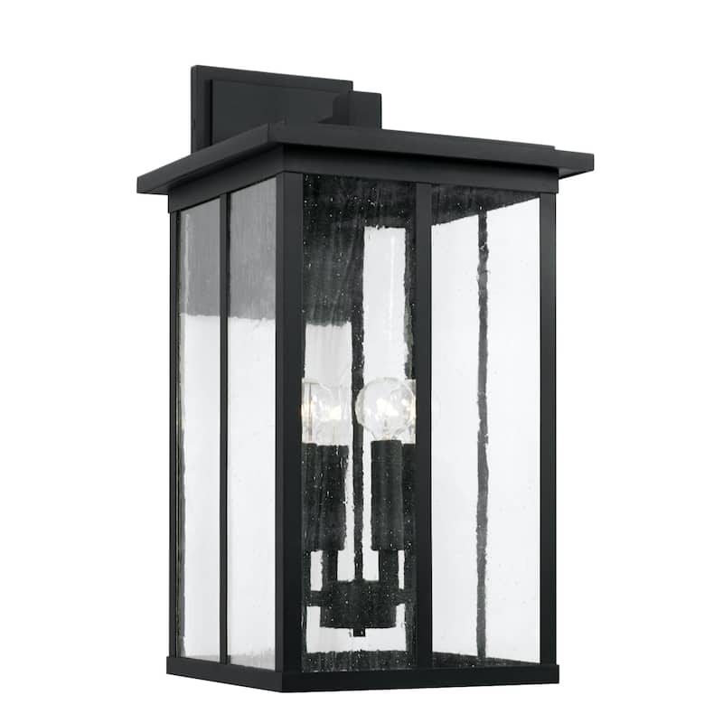 Barrett 11.5" 4-light Outdoor Wall Lantern w/ Antiqued Glass - Black
