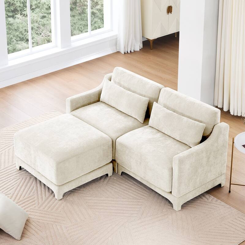 GDFStudio- Braythorne Chenille Two-Seater Sofa With 1 Ottoman