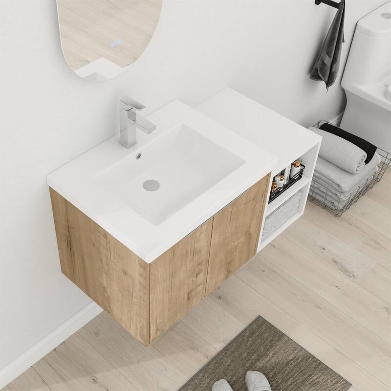 Bathroom Vanity With Sink In 24/36/48/60/72/84 Inch, Floating Bathroom Vanity With Soft Close Door and Shelf