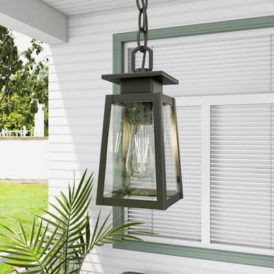 Modern Matte Black 1-Light Outdoor Pendant Light - 5"Wx5"Ex10.43"H