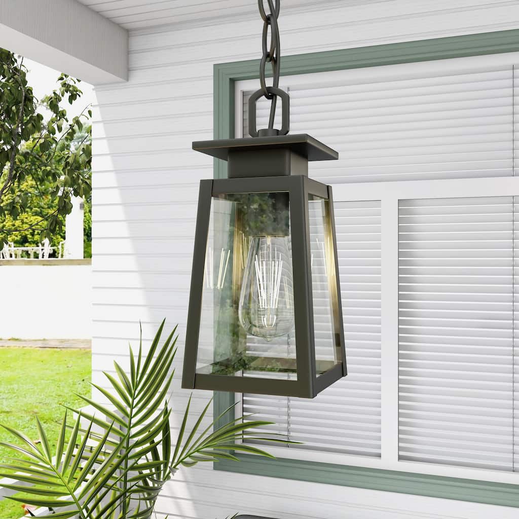 Modern Matte Black 1-Light Outdoor Pendant Light - 5"Wx5"Ex10.43"H