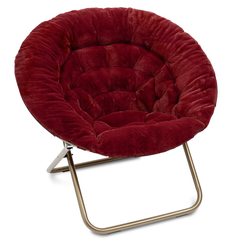 Milliard Cozy X-large Faux Fur Saucer Chair - Red