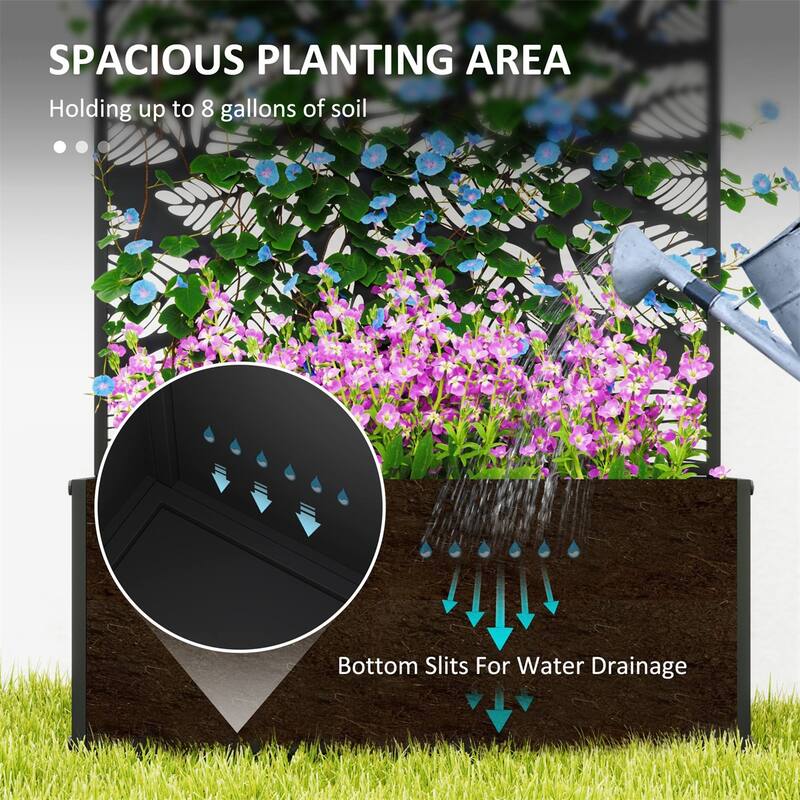 24" Black Metal Wall-Mountable Raised Garden Bed with Drainage Slots for Healthy Plants - 24" L x 9.1" W x 44.5" H