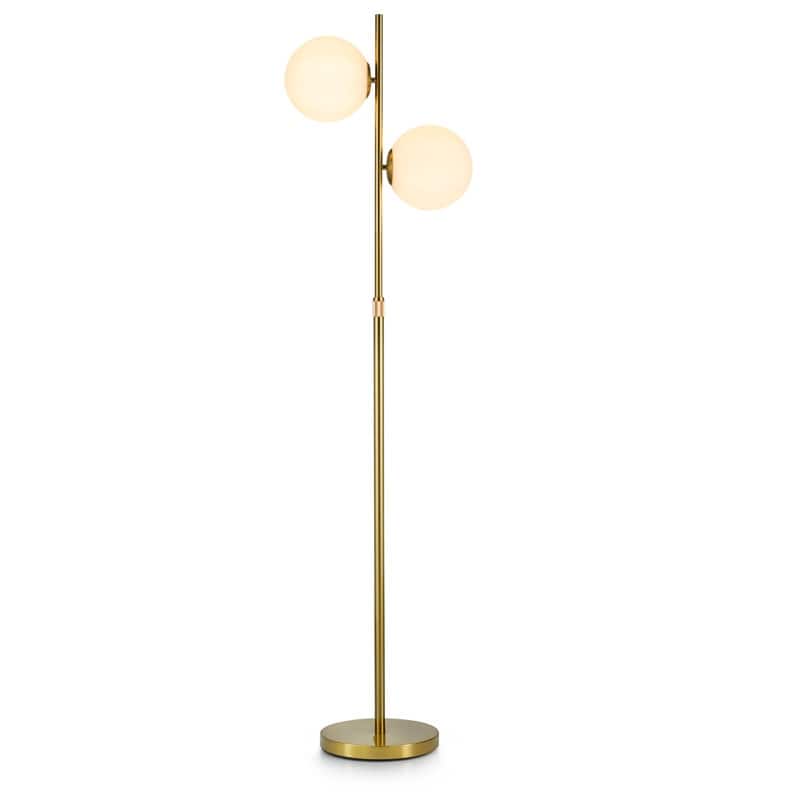CO-Z 73-inch 2 Light Glass Shades Floor Lamp Height Adjustable - Brass