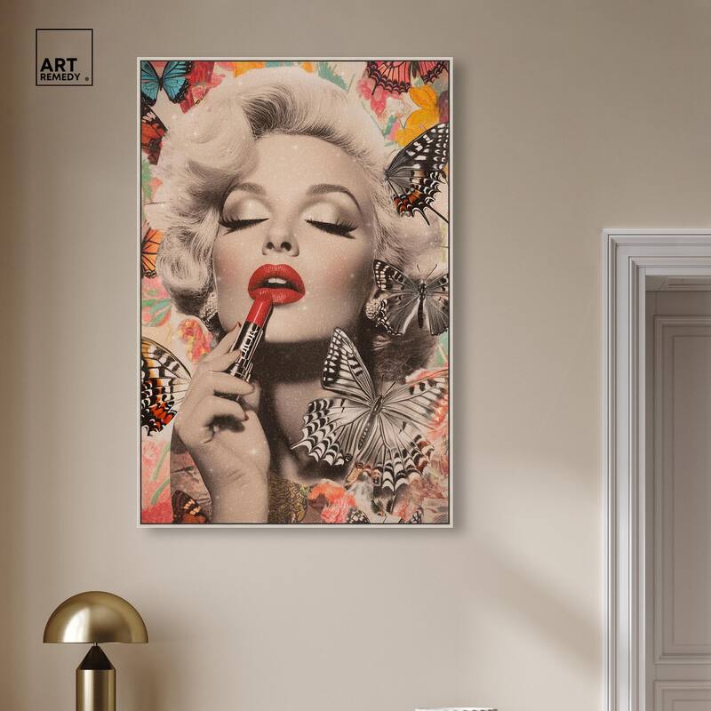 Iconic Lady Butterfly Collage Canvas by Art Remedy