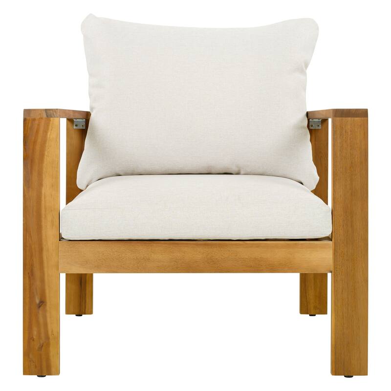 Christopher Knight Home - Lucas Outdoor 5-Piece Acacia Wood Sectional Sofa Set with Cushions