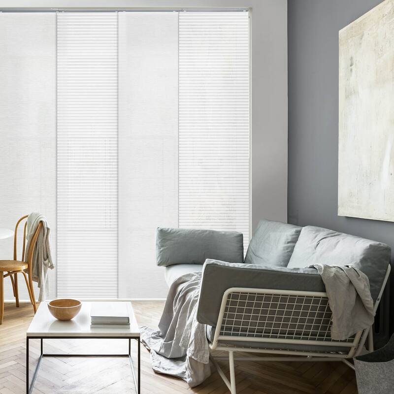GoDear Design Natural Woven Adjustable Sliding Panel Track Blinds, Vertical Blinds, Cosmos Series, 45.8"- 86" W x 96" L
