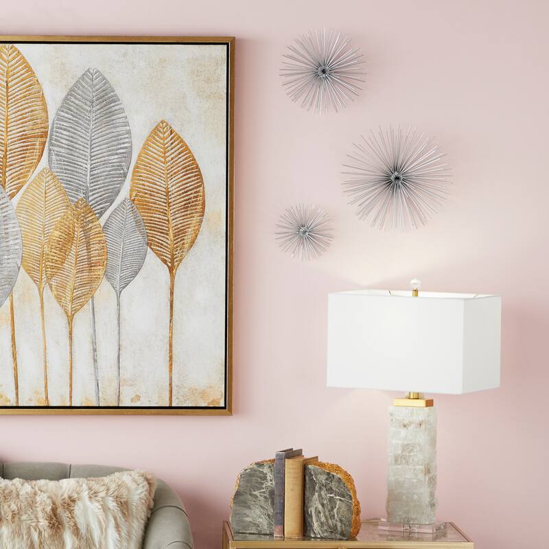 CosmoLiving by Cosmopolitan Metal 3D Starburst Wall Decor (Set of 3) - Silver, Gold, Black, Copper
