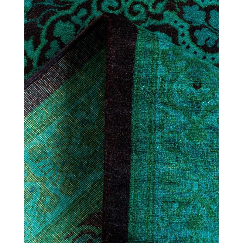 Overton Hand Knotted Wool Vintage Inspired Modern Contemporary Overdyed Blue Runner Rug - 2' 7" x 16' 1"