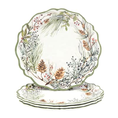 Certified International Winters Forest 11" Melamine Dinner Plates, Set of 4 - 11" Diameter