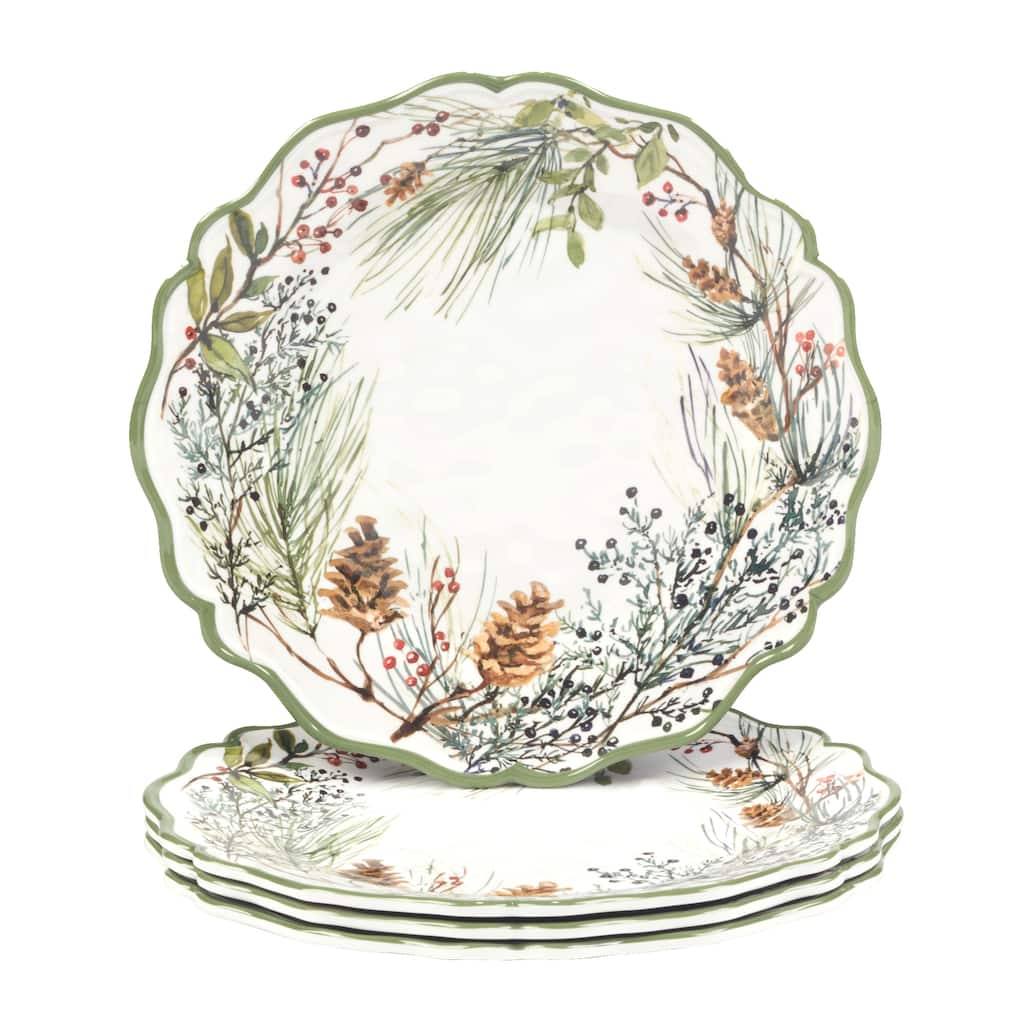 Certified International Winters Forest 11" Melamine Dinner Plates, Set of 4 - 11" Diameter