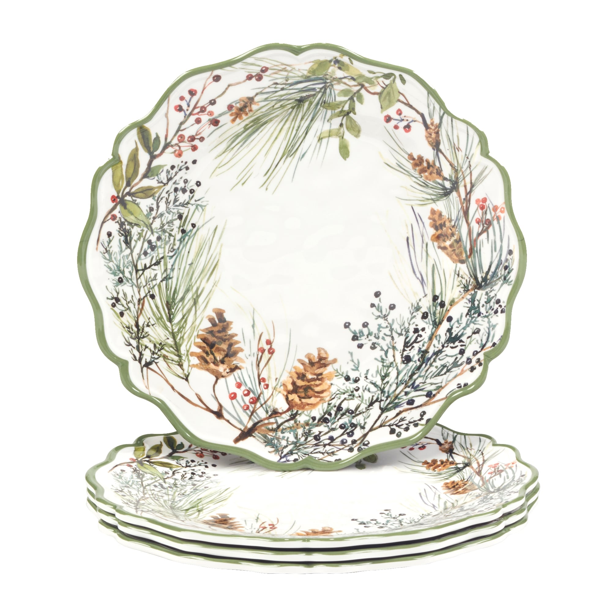 Certified International Winters Forest 11" Melamine Dinner Plates, Set of 4 - 11" Diameter