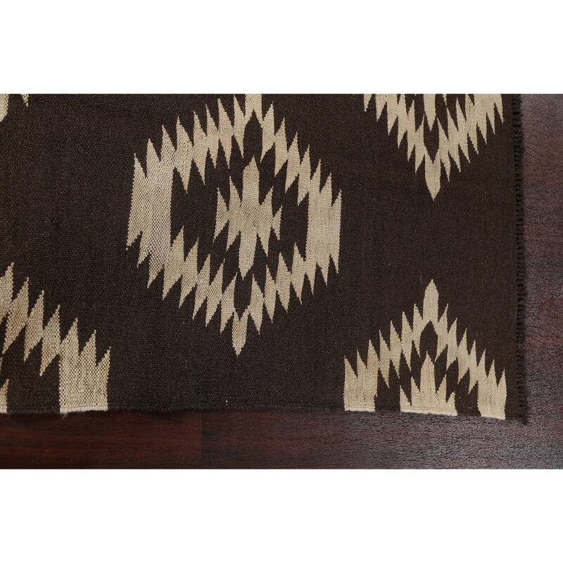 Natural Dye Kilim Tribal Geometric Oriental Wool Area Rug Hand-woven - 4'6" x 6'8"
