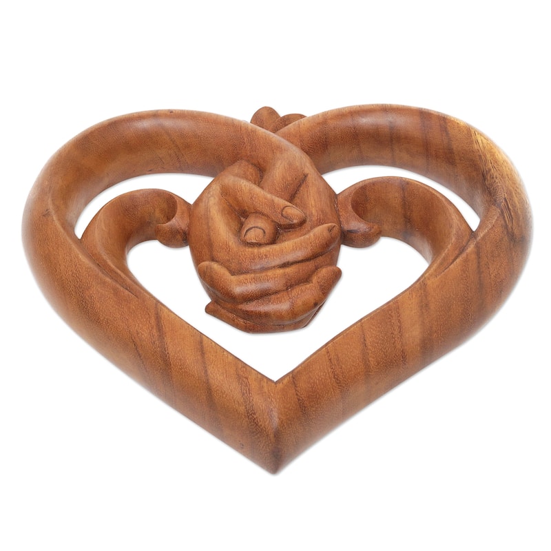 Novica Handmade Peace Begins With Love Wood Relief Panel
