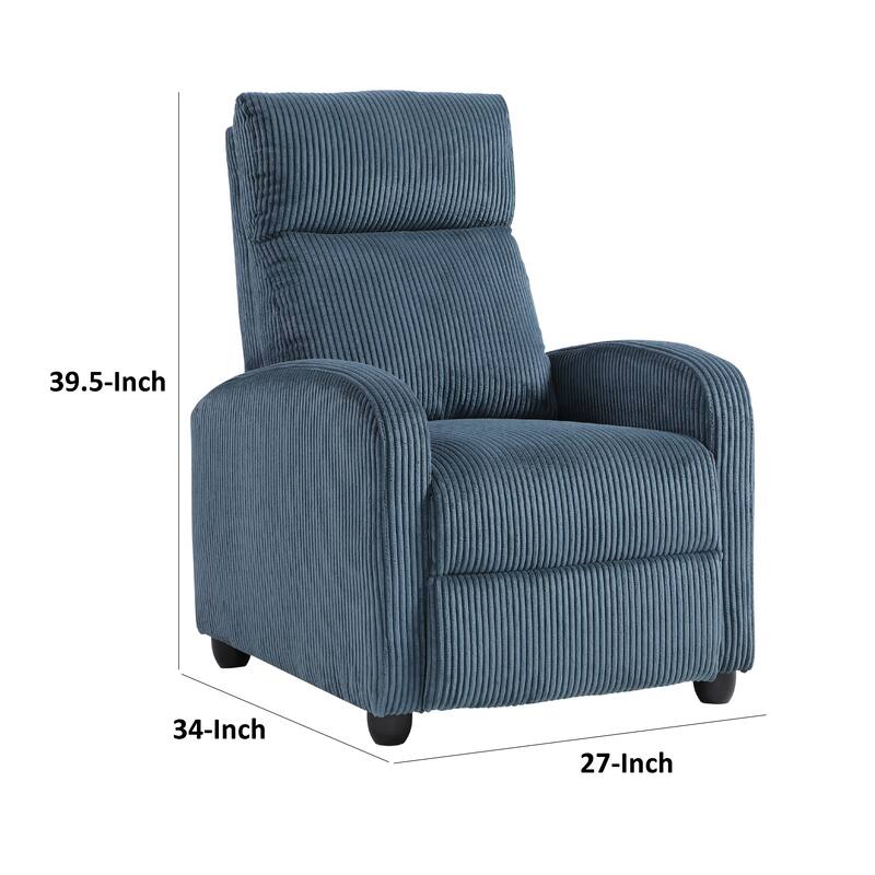 Pary Manual Push Back Reclining Chair with Midnight Blue Corduroy