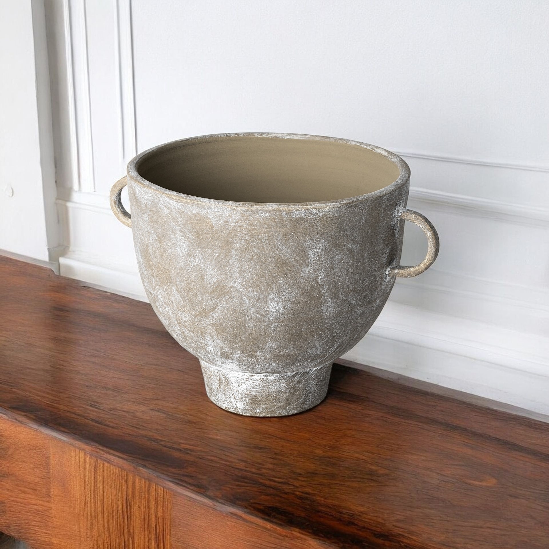 Brown Ceramic Abstract Cylinder Vase for Modern Home Decor