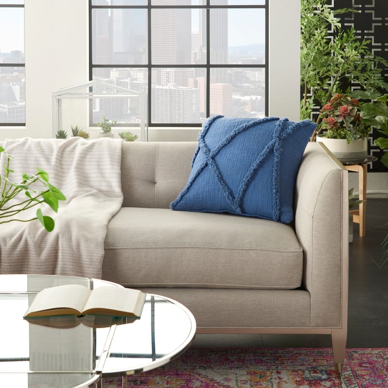 Mina Victory Distressed Diamond Boho Throw Pillow