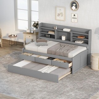 Curated visual reference: Visual Reference: Twin Size Wooden Captain Bed Pull Out Storage Bed With