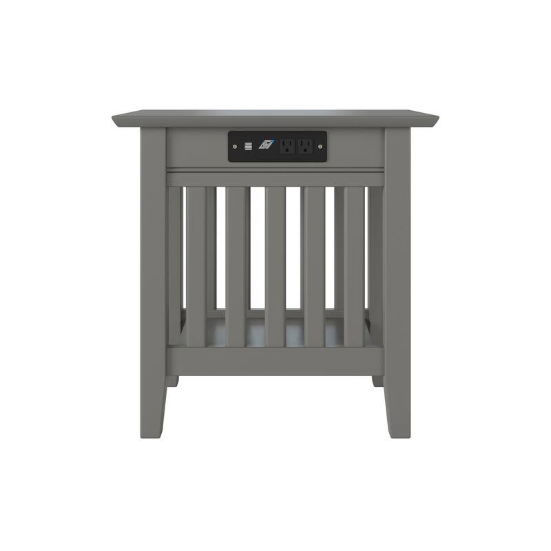 AFI Mission Chair Side Table Set of 2 with Built-in Charger