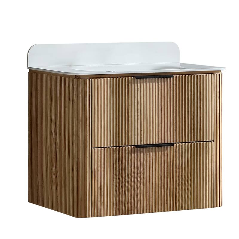 Modland 24" Wall-Mounted Bathroom Vanity with Acrylic Top Integrated Sink & Overflow