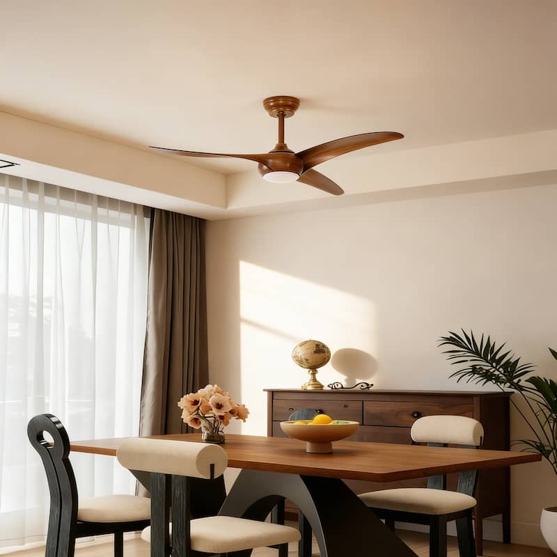 Sofucor 52" Solid Wood/ABS Noiseless Ceiling Fan with Dimmable Light Optional and Remote, 6-Speed Reversible, Smart Optional
