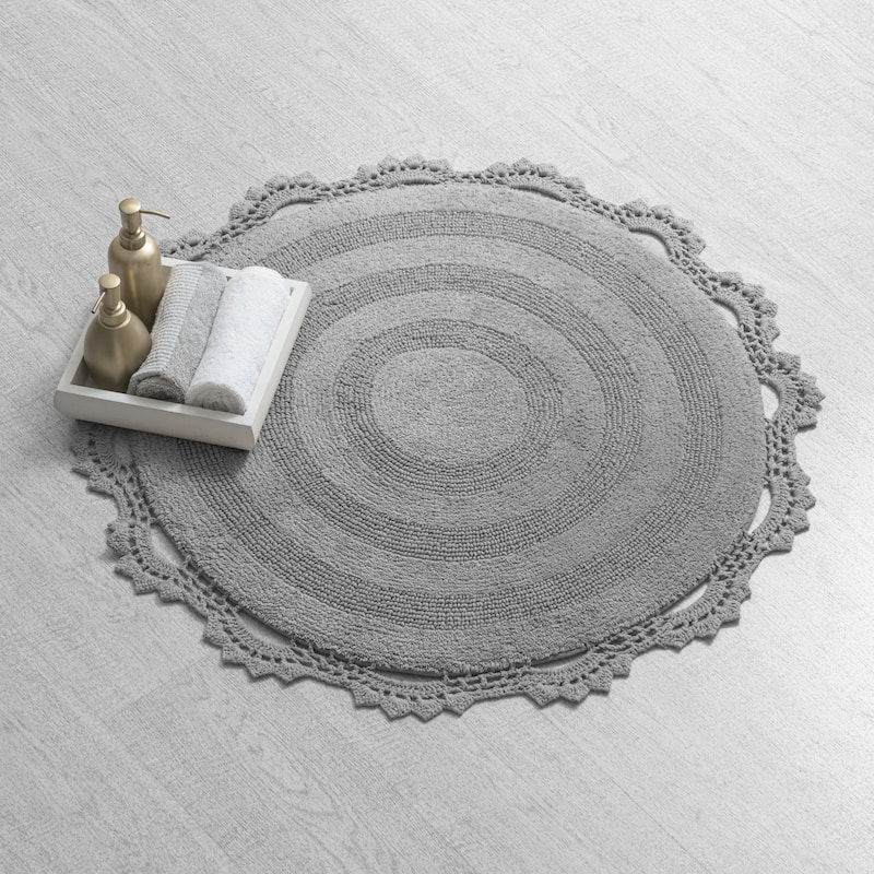 MH London Winchester Cotton Round Bathroom Rug - Soft Bath Mat
