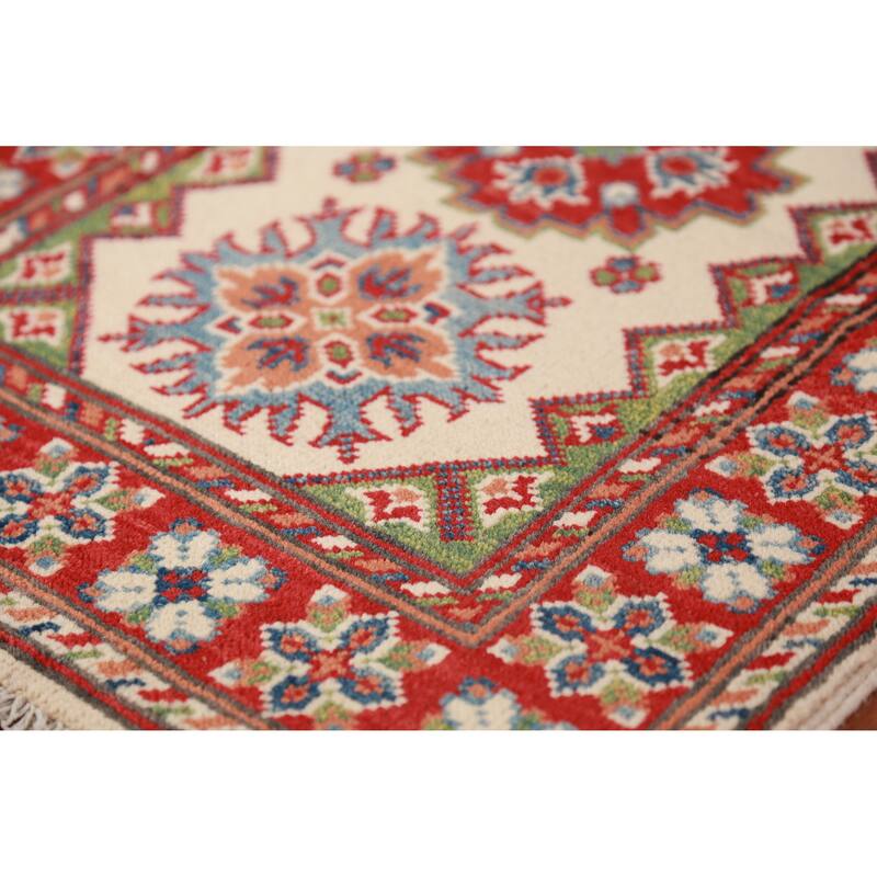 Ivory Kazak Oriental Foyer Rug Handmade Wool Carpet - 2'0"x 3'0"