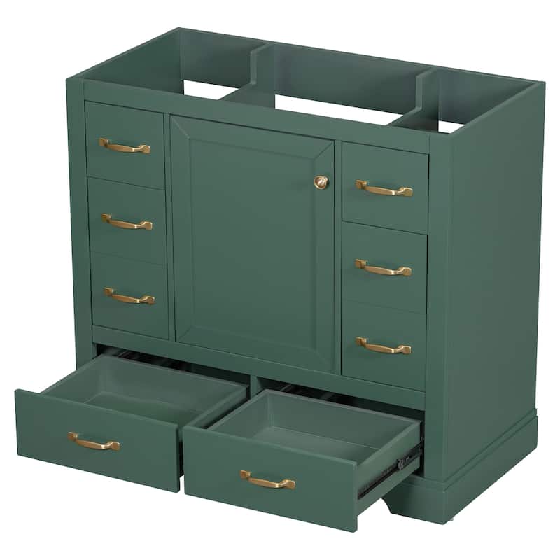 GDFStudio - Avalon 36-Inch Bathroom Vanity Cabinet Base Only, Six Drawers, Multi-Functional Drawer Divider, Painted Finish