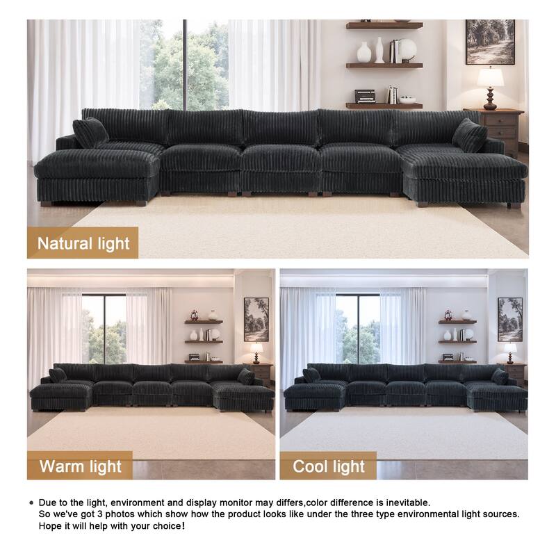 Oversized U-shaped Plush Modular Sectional Sofa Set