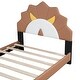 preview thumbnail 17 of 16, Upholstered Leather Platform Bed with Lion-Shaped Headboard