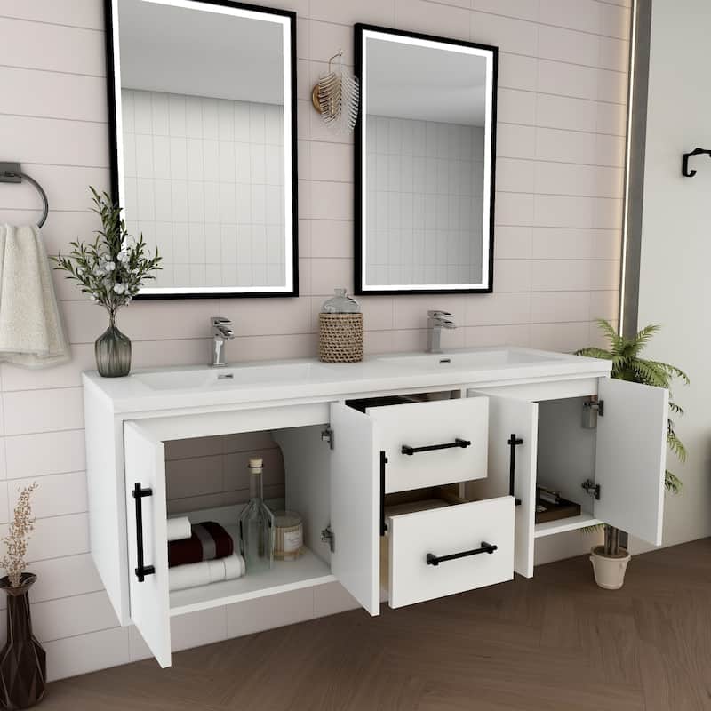 Victoria 60'' Wall-mounted Vanity with Double Reinforced Acrylic Sink