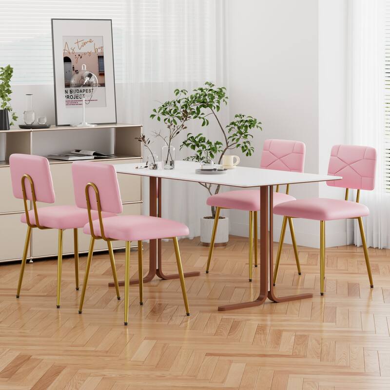 VECELO PU Leather Dining Chairs 2/4-Pack X-Back Side Chairs with Gold/Black Legs for Living room Bedroom Study Kitchen