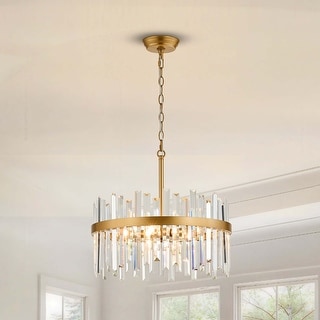 Casandra 5-light Drum Crystal Glass Chandelier - 18.5 inches in diameter x 16.5 inches H