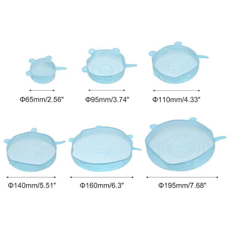 Silicone Stretch Lids, 2 Sets Silicone Lids for Bowls and Food Covers - Sky Blue