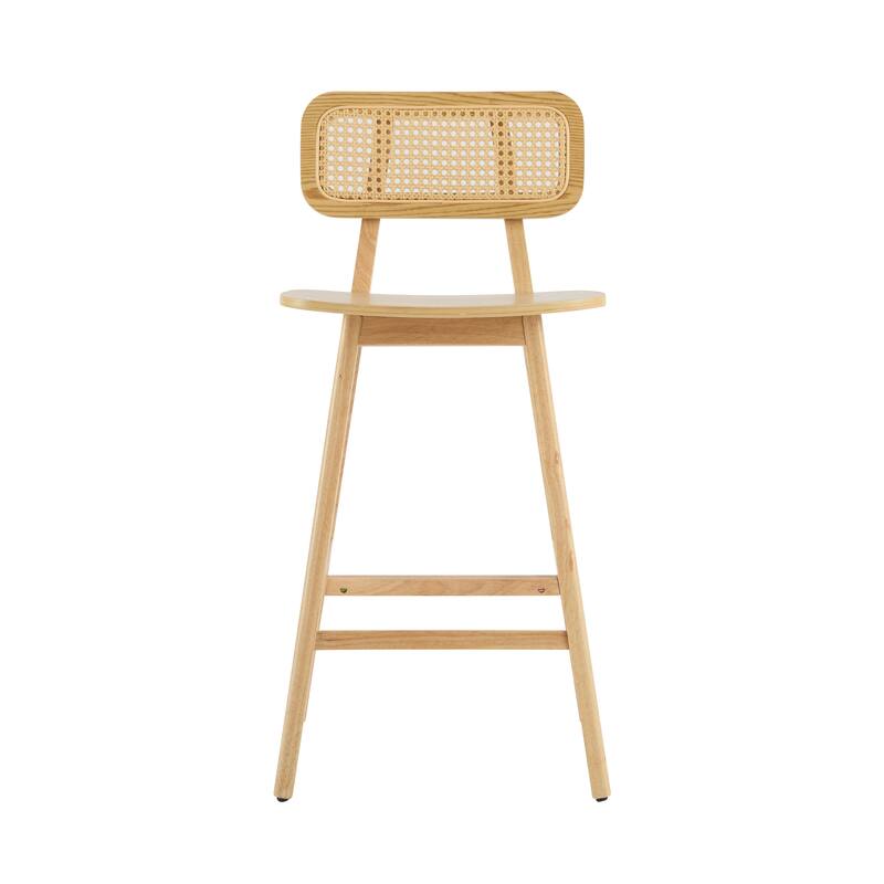 Roomfitters Bari Indoor Bentwood Barstools with Rattan Back and Solid Wood Seat, Set of 2 - Set of 2